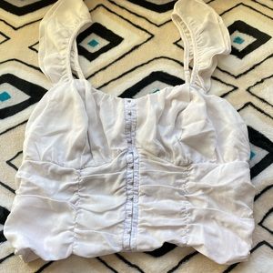 White Corset ruffle Aritzia top
